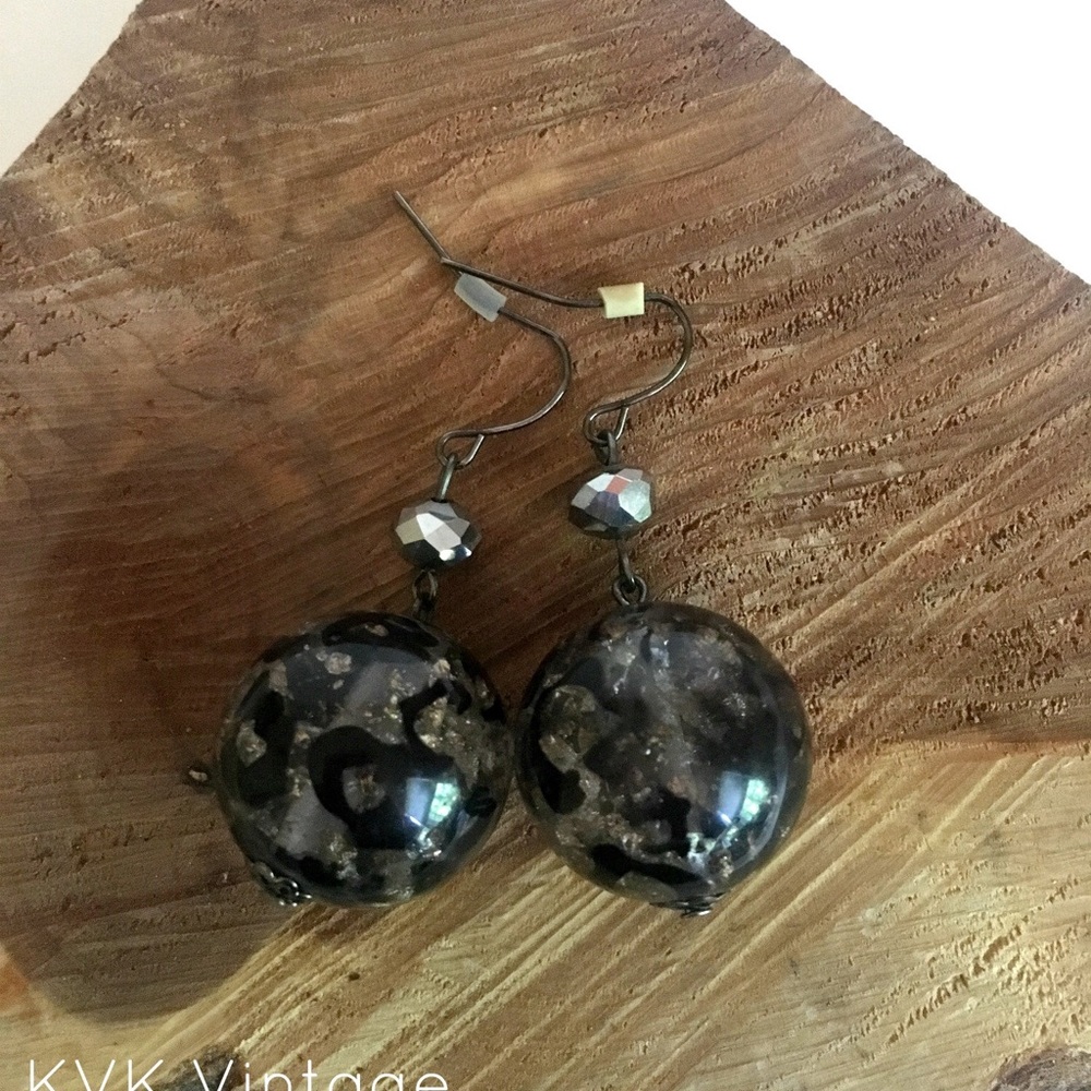 Leopard Glass Ball Earrings